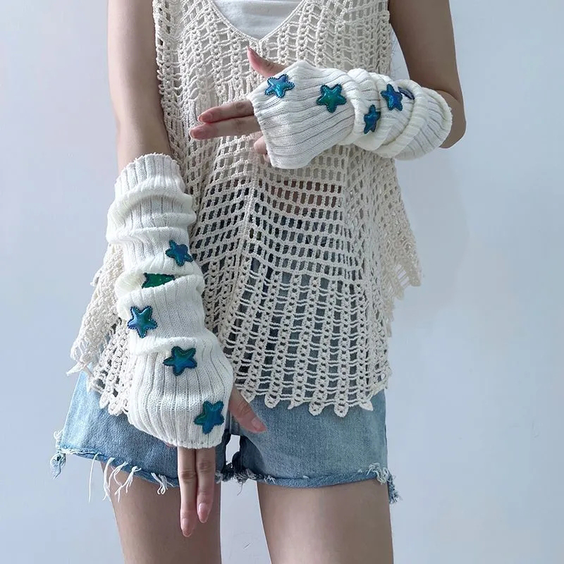 Fingerless Glove Knit - Calentador de brazo de estrella para